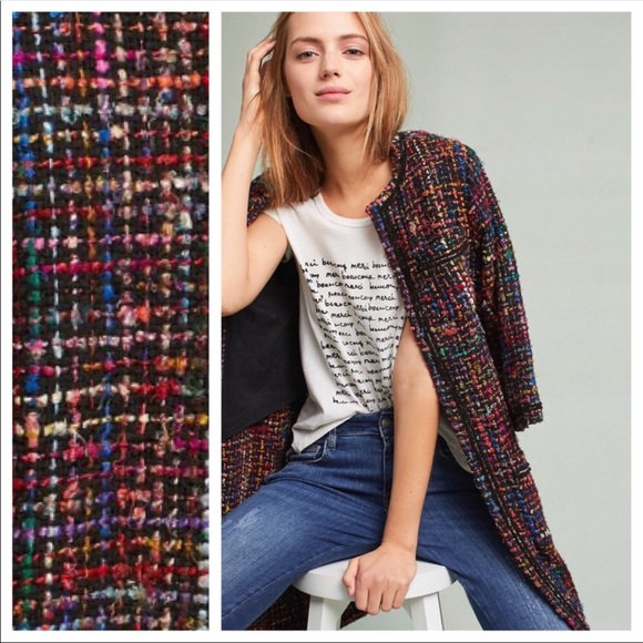 🆕NWT rare Handmade Rainbow Frayed Tweed Jacket - Picture 5 of 8